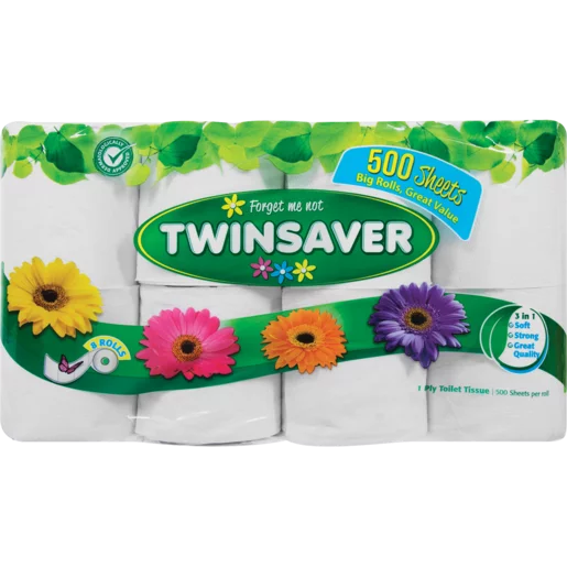 Twinsaver Toilet Paper 1-Ply Roll Pack 8
